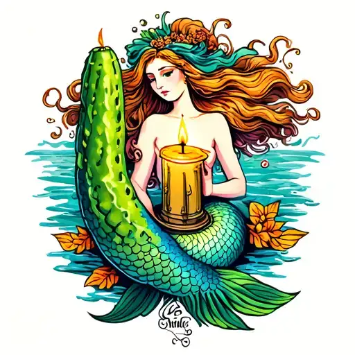 A Mermaid A Pickle And A Candle Intertwined