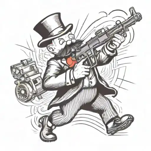 Monopoly Man With Machine Gun