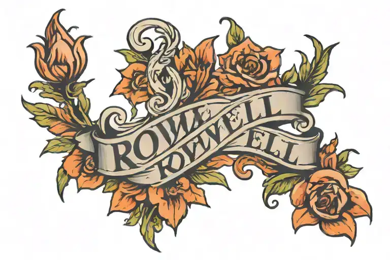 Name Written Of Rowell With A Flowers Growing Together