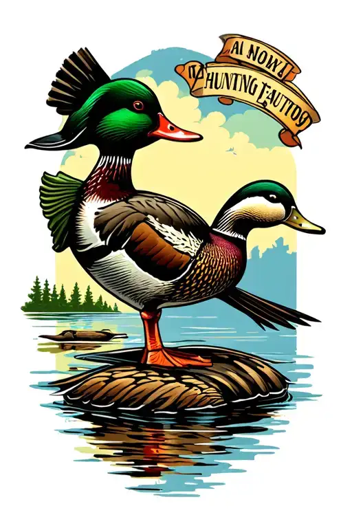 Duck Hunting Scene Depicting