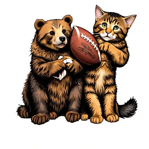 Bear With Two Cubs Football Video Games Care Cats