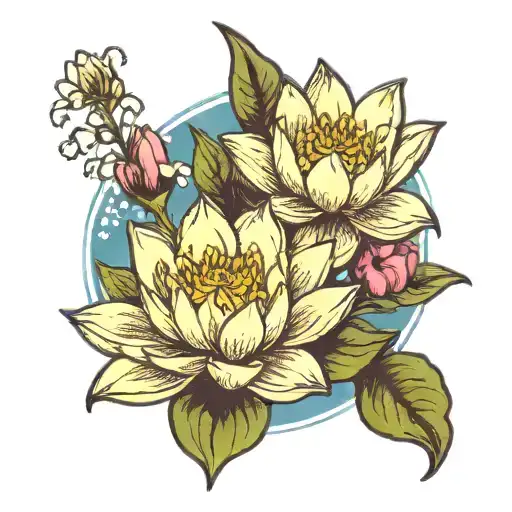 Water Lily And Lily Of The Valley