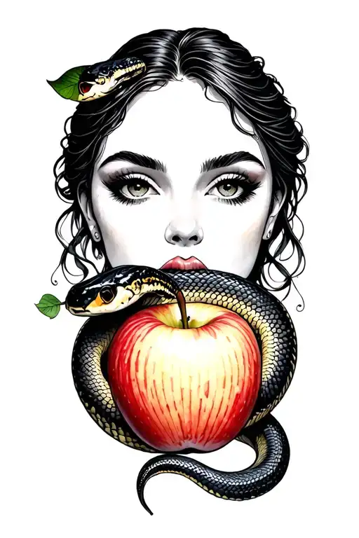 Eve Eating The Apple And Snake Coiled