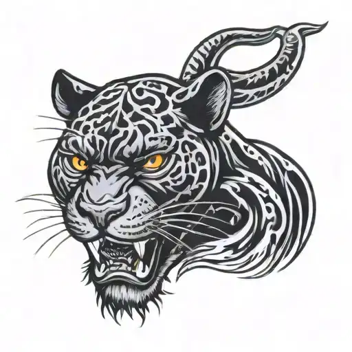 Old School Panther Tattoo With Black Colours