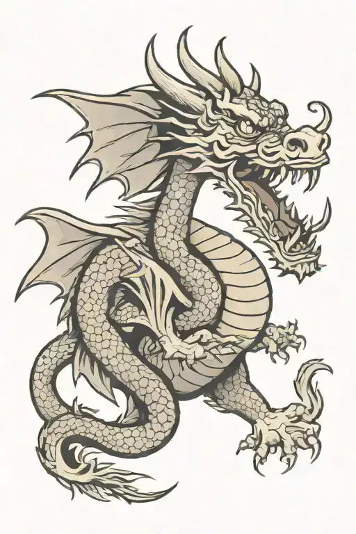 Old School Dragon Black Grey