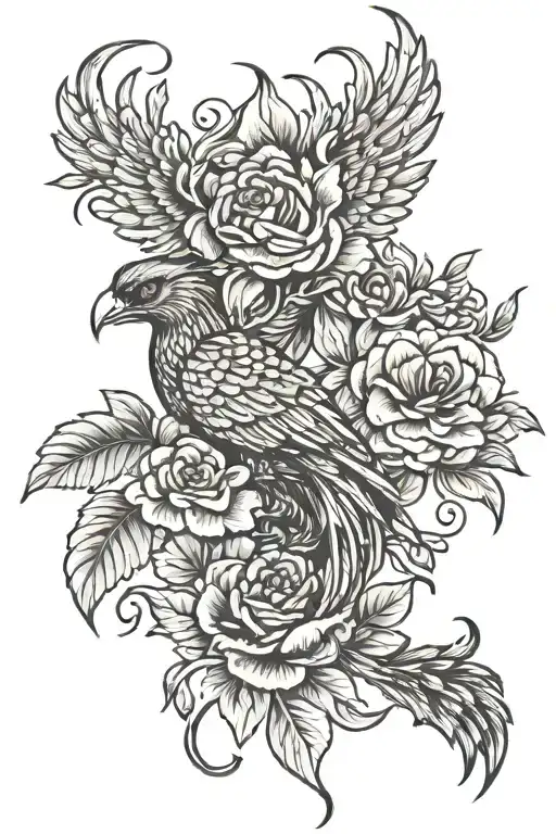 Phoenix With Geraniums And Scorpion Made