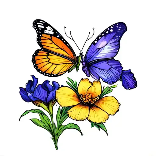 Iris And 2 Butterfly