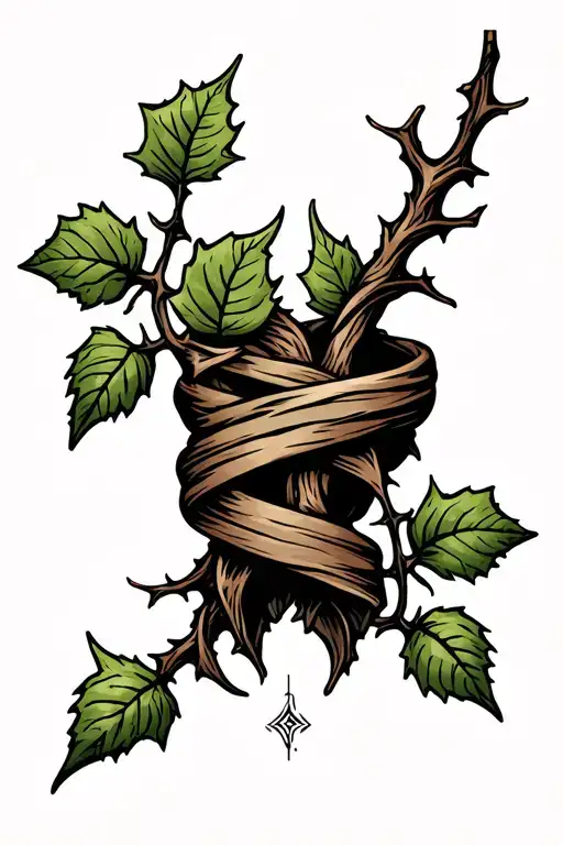 Vine Intertwined Thorns Wrapped