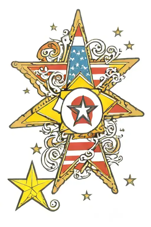 Puerto Rican Flag With Yellow Revolving Star And With The Name Luli On The Middle Red Stripe