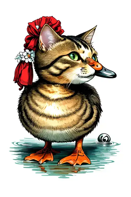 Cat Pretending To Be A Duck