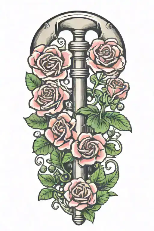 Plumbing Wrench With Roses And Clovers