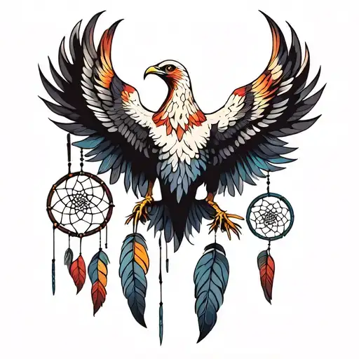 Phoenix Bird Carrying A Dreamcatcher With Its Talons