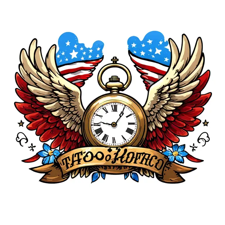 Pocket Watch Angel Wings