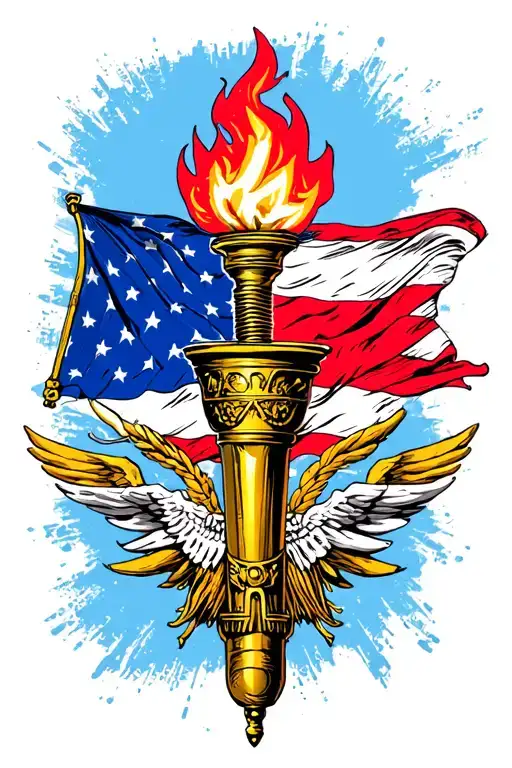 Torch With Novogireyevo District Flag Combined Together