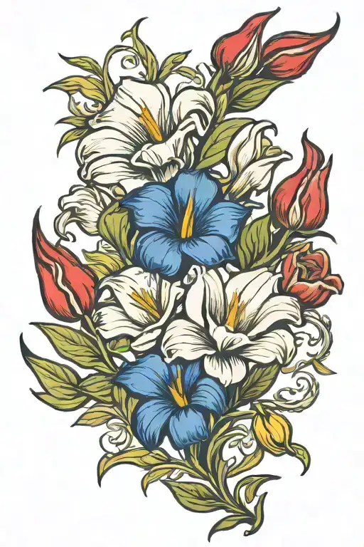 Morning Glory And Tulip Flower