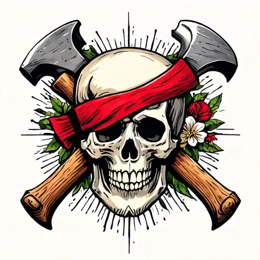 Skull And Axes Crosses