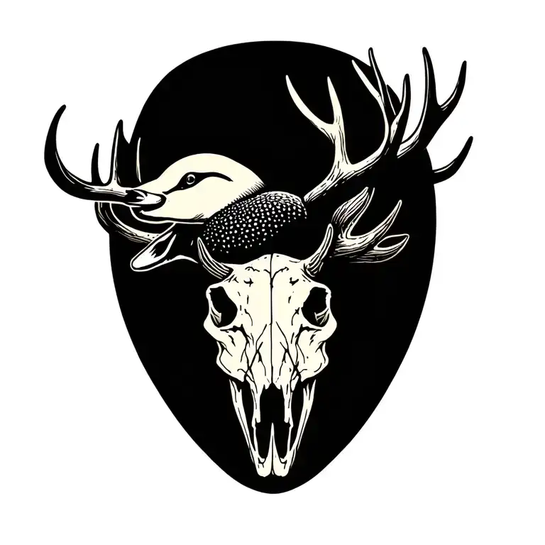 A Loon Inside An Elk Skull