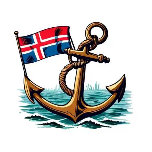 An Anchor With A Danish Flag Above It