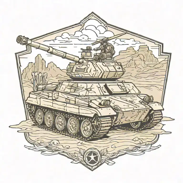 Us Army Tank In Desert With Dragons