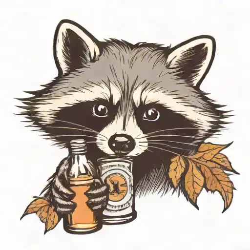 Raccoon Drinking From Bottle