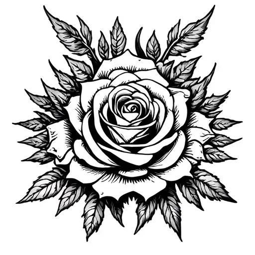 Helm Of Awe And Rose Combined Tattoo Design