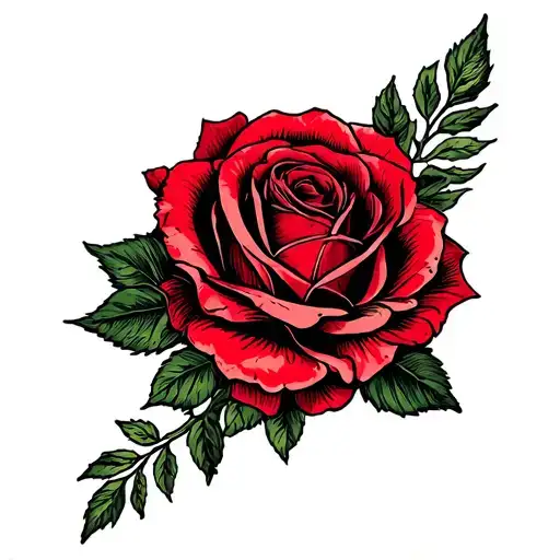 Helm Of Awe And Red Rose Combined Together Tattoo Design