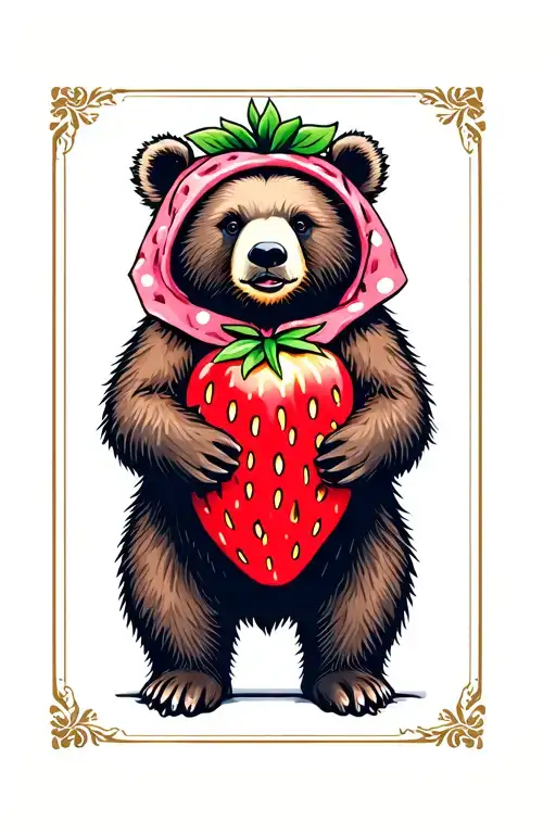A Bear Wearing A Strawberry Costume