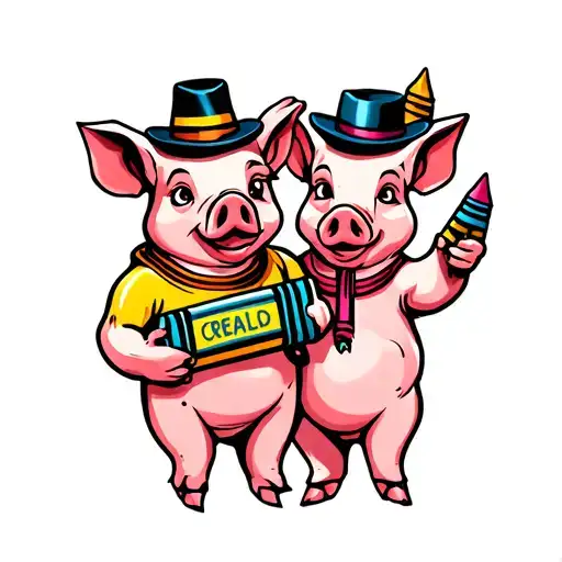 Piggie And Gerald Character Holding Crayons