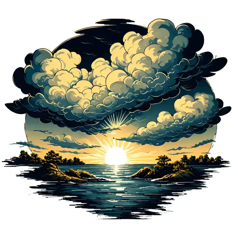 The Beginning Of Angry Storm Clouds With Sunshine Fading Off