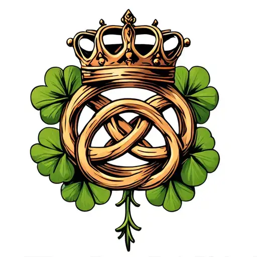 Cletic Love Knot With Crown And For Leave Clover Incorporating Thorns