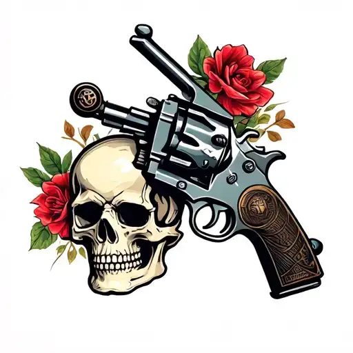 Skull And Tattoo Machine Gun