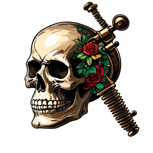 Skull And Tattoo Machine