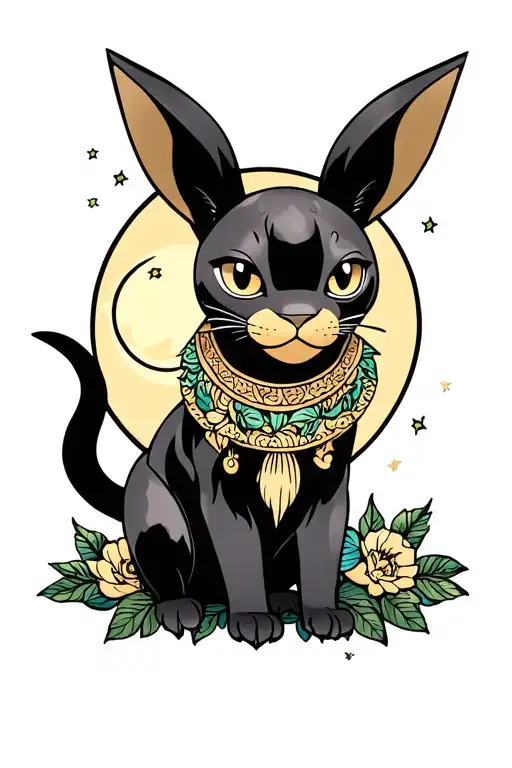 Umbreon Pokemon Traditional Linework Panther With Moon