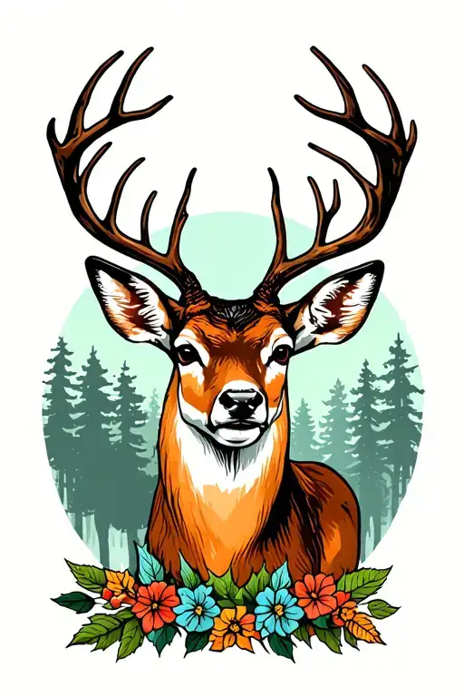 In Loving Memory Of Pappow With Deer Standing In Trees