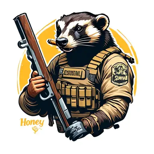 A Honey Badger Smoking A Cigar In Tactical Gear Integrated