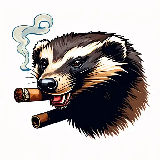 A Honey Badger Smoking A Cigar