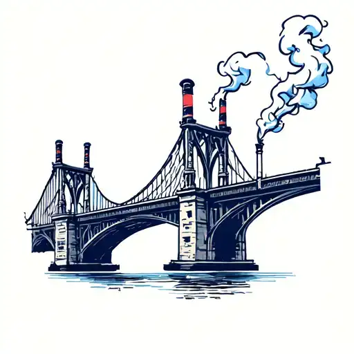 Bridge With Smoke Stacks