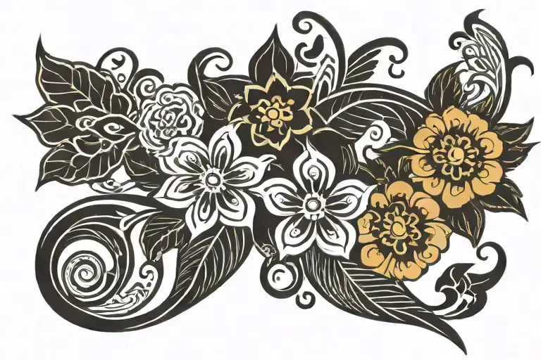 Tribal Flower Large Black
