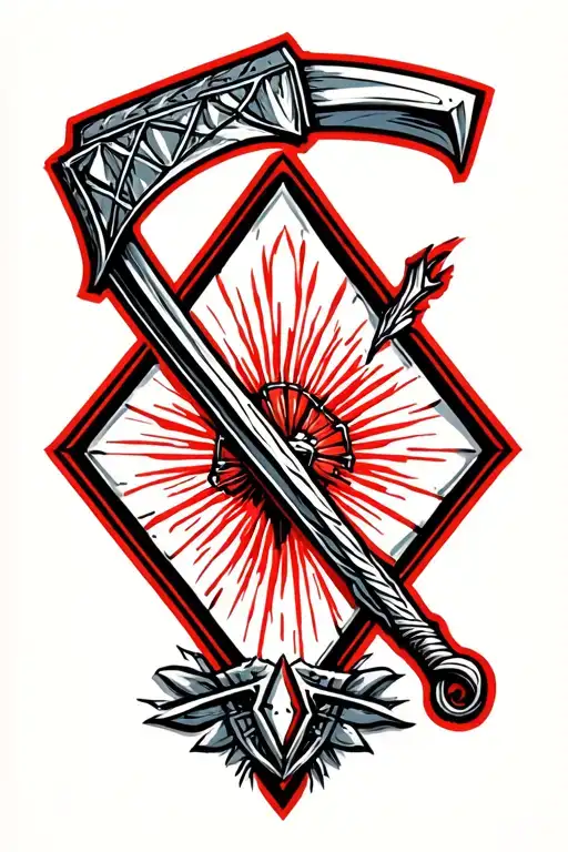 Diamond Outline With A Scythe In The Middle