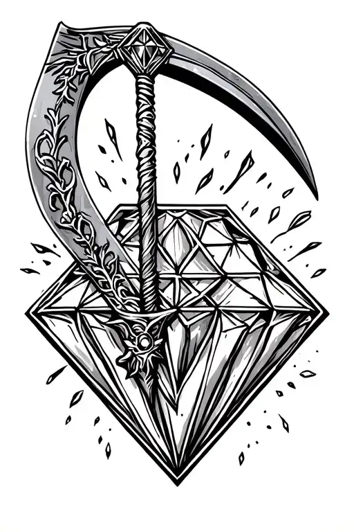 Diamond Outline With A Small Scythe In The Middle