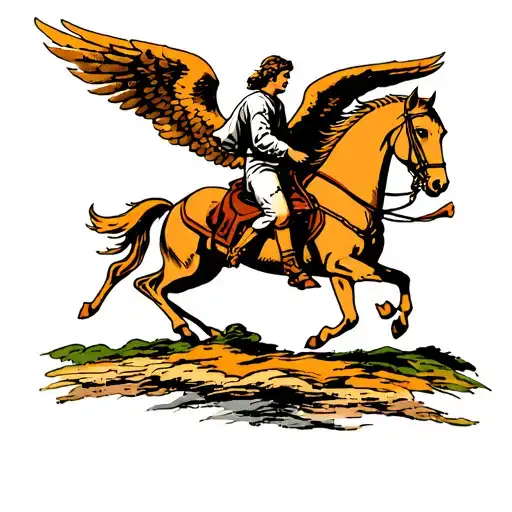 Archangel Riding A Srtong Horse Galloping