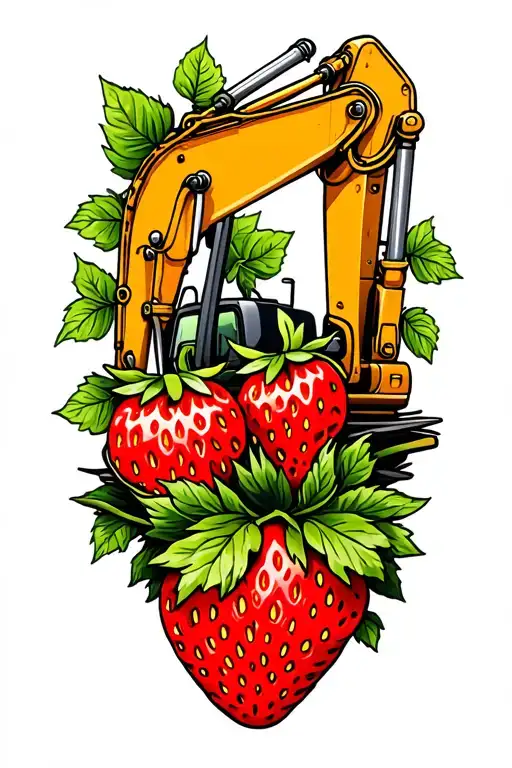 Excavator Wrapped In A Strawberry Vine Intertwined