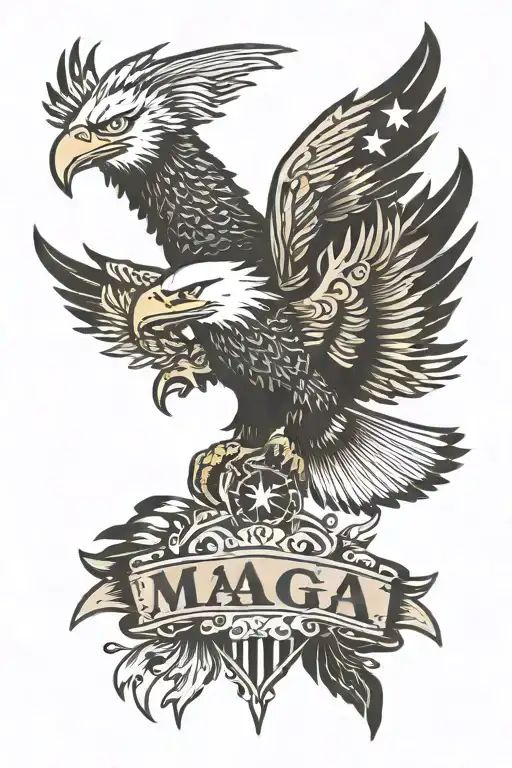Maga Banner With Fireworks And Eagles