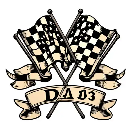 Crossing Checkerd Flags With The Number 43 And A Banner That Says Dad