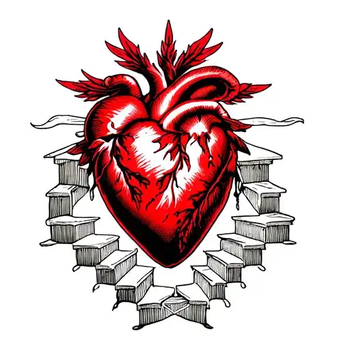 Sacred Heart With Staircase Inside Of It American Traditional