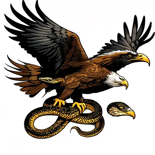 Eagle Fighting A Snake