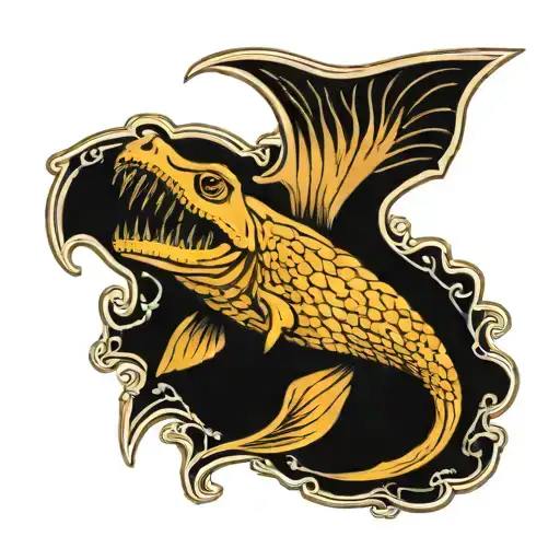 Trex Fossil Head With Mermaid Tail