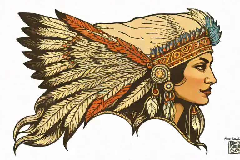 Indian Lady In Headdress