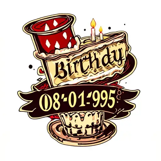 Birthday Date Tattoo Design Featuring 08-01-1995