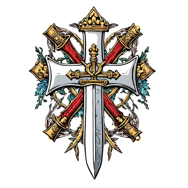Templar Cross With A Royal Marines Dagger Below